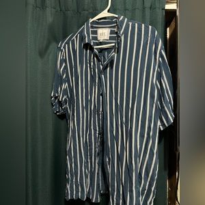 Navy blue stripped button down